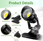 Spot Lights Clamp Indoor Spotlights, 7W Clip on Lights Daylight White Uplights with 6FT Cord and Switch for Trade Show, Workshop, Billboard, Desk Lighting (2 Pack)