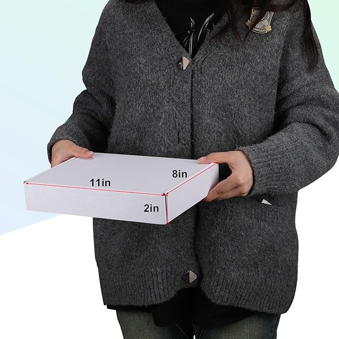 MEBRUDY 11x8x2 Inches Shipping Boxes Pack of 25, White Corrugated Cardboard Box for Mailing Packing Literature Mailer