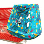 Portable Shopping Cart Cover, High Chair and Grocery Cart Covers for Babies, Kids, Infants & Toddlers, Attached Carry Bag (Blue Seaworld)