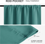 PONY DANCE Rod Pocket Curtains - 42 x 54 inches Sea Teal Blackout Curtain Panels Window Covering Thermal Insulated Light Block for Kitchen Bathroom Privacy Protect Drapes, 2 Pieces