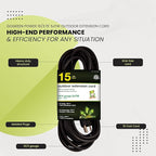 Go Green Power Inc. (GG-13715BK) 16/3 SJTW Outdoor Extension Cord, Black, 15 ft