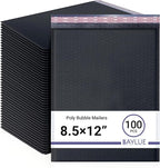 Black 8.5x12 Inch Poly Bubble Mailers #2 |Self Seal Padded Envelopes | Air Cushioned Bubble Mailer | Usable Size 8.5x11 Inch | 100 Pack Bulk | Waterproof | Lightweight Mailing Shipping Bags