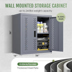 Metal Garage Cabinet, Storage Cabinets, Floating Garage Tool Cabinet with 2 Doors and Adjustable Storage Shelves, Heavy-Duty Tool Organizer for Warehouse, Basement, Kitchen