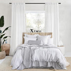 XTMYI 54 Inch Length White Short Curtains for Windows Living Room,Semi Sheer Linen Cotton Curtains for Bathroom Window Bedroom,54 in Long