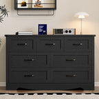 7-Drawer Dresser for Bedroom, Modern Wooden Chest of Drawers with Metal Handles, Anti-Tipping Design, Sturdy and Stable Storage Organizer for Living Room, Entryway, Home Office