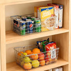 2 Pack Picnic Baskets with Handle, Pantry Organizers and Storage Basket, Stainless Steel Cabinet Organizer, Multi-functional Basket, for Gathering,Closets,Pantry,Garage,Bathroom,Picnic & More (S+L)