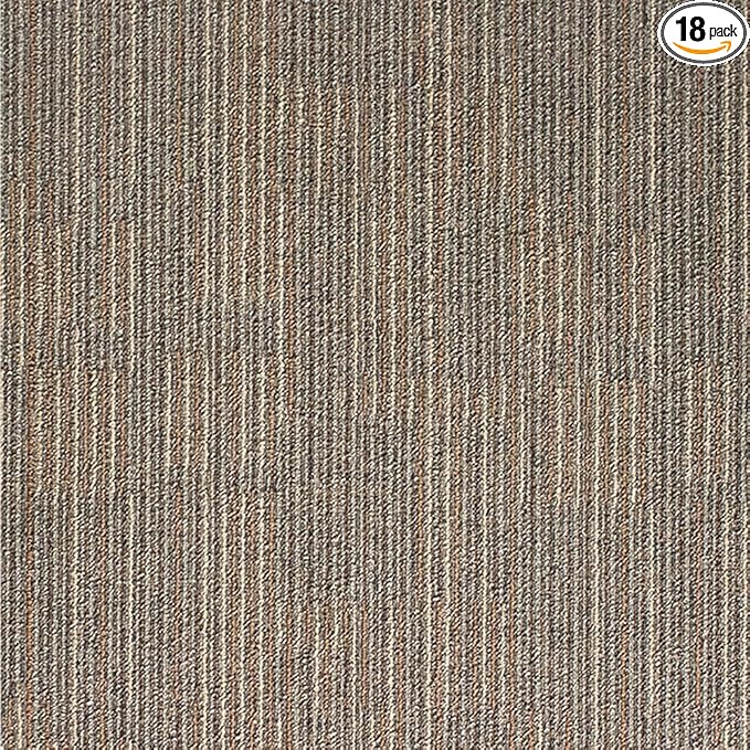 Carpet Tiles 24"x 24" 18PCS Non-Slip Soft Floor Carpet for Office, Bedroom, Living Room, Kitchen, Garage,Easy DIY Installation Seamless Floor Tiles Rug,Beige