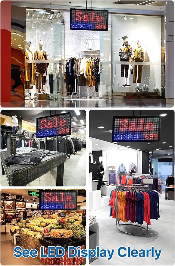 FTELEDLIGH Open Closed Sign for Business, 27x14 Inch Outdoor LED Sign with Remote Control, Auto Brightness & Temperature Time Display, Waterproof for Storefront Window, Shop, Cafe, Retail