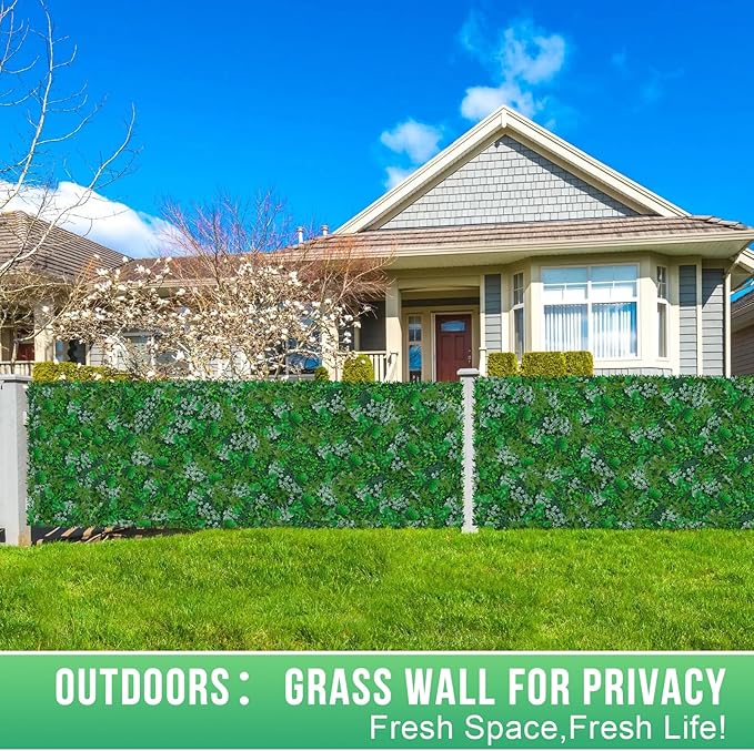 Artificial Boxwood Panels, Grass Wall Panels 8 Pack 20"x20",Privacy Hedge Fence Screen with UV Protection,Fake Greenery Backdrop for Indoor Wedding Decoration and Outdoor Garden Backyard