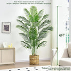 2 Pack Artificial Palm Tree 6FT Artificial Plants Indoor Tropical Fake Palm Tree Areca Floor Plant in Black Pot with 18 Trunks & Real Bark Design, Faux Palm Plant for Outdoor Patio Home Office Decor