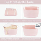 Large Rectangle Blankets Baskets 22"x17"x12" Toy Basket for Kids Woven Cotton Rope Storage Basket for Nursery - Wicker Laundry Baskets for Clothes Towels - Ideal for Living Room Storage pink