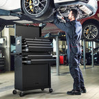 8-Drawers Large Tool Chest, 2-in-1 Detachable Garage Rolling Tool Box Metal Tool Storage Cabinet Removable Lockable Tool Cart with Wheels and Drawers