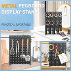 2 Pcs Metal Pegboard Display Stand with 24 Peg Hooks for Retail Crafe Shows&Fairs,Black Merchandise Display Rack for Seling Accessories,Display Stands for Boutique,Stores(16*12 inch)