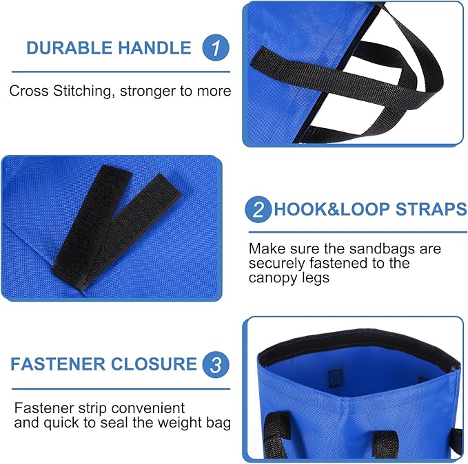 PATIKIL Canopy Weight Sand Bags, 4 Pack 112 Lbs Total Extra Large Weights Bags Waterproof Tent Leg Weights Sandbags for Outdoor Canopy Tent Sun Shelter Patio Ladder Blue (18x9")