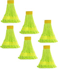 Matthew Cleaning Microfiber String Mop Heavy Duty Commercial Wet Mop Head Replacement,Excellent Absorbency,Premium Launderability,Reusable for Home,Commercial and Industrial Use(Green,6Pack)
