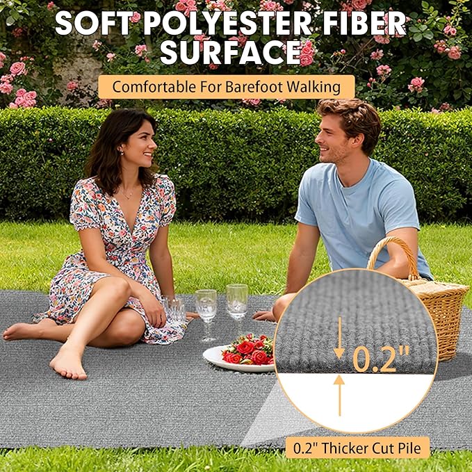 Marine Carpet,5 FT x 10 FT Smoke Gray Indoor Outdoor Carpet 0.2" Thick Boat Carpet with Water-Proof TPE Backing, Non-Slide Outdoor Marine Carpet Roll for Home, Patio, Porch, Deck