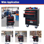 4 Drawers Tool Cart on Wheels with Stainless Steel Worktop, Heavy Duty Mobile Rolling Drawer Tool Chest with Locking Wheels & Lockable Drawers, Garage Tool Storage Cabinet (Black, 4 Drawers)