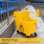 Diydeg Commercial Mop Bucket, 20L Heavy Duty Mop Buckets with Side Press Wringer, Wheels and Handle, Efficient Sturdy Industrial Mop Buckets for Floor Cleaning and Mopping