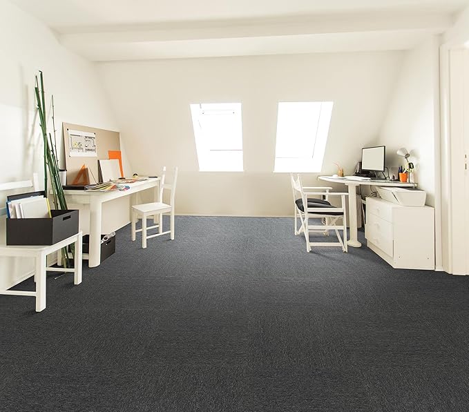 Mohawk Basics 24" x 24" Berber (Loop pile), 0.07" Pile Height, Carpet Tile, PET Fiber, Smoke Color, (24 Tiles), (96 sqft/carton)