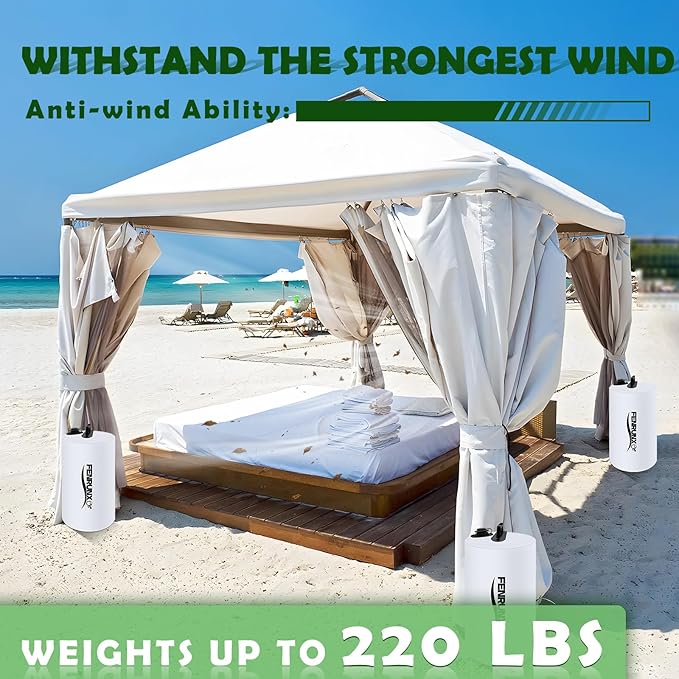 Canopy Water Weight Bag,220 LBS Heavy Duty Tent Weights Set of 4 Leg Weights for Pop Up Canopy,Tent,Gazebo,Carport,White