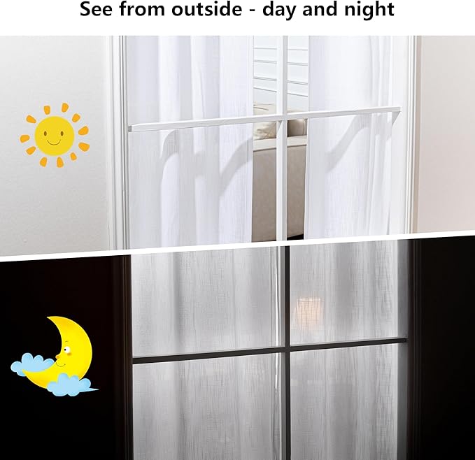 MYSKY HOME White Sheer Curtains 63 Inch for Bedroom Short Pinch Pleated Semi Sheer Curtains, Linen Look Curtain Drapes Cotton Polyester Blend Light Filtering Window Curtain Panels 40W x 63L, 2 Pieces