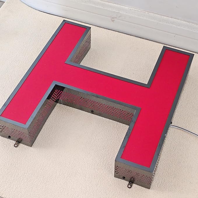Outdoor Large Lighted Letter 10 to 20 Inch Tall Channel Letters Stainless Steel Lighted Business Signs for Storefront Branding Signage (16 letters)