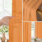 Faux Linen Semi Sheer Extra Wide Room Divider Curtain with Flexible Curtain Track, Light Filtering Privacy Drapes for Window Sliding Glass Door, Living Room Bedroom, Sunset Orange,100"W x 96"L,1 panel