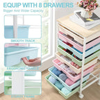 Rolling Storage Cart with Drawers,Utility Cart With 8 Drawers and Wooden Tabletop,Rolling Drawer Cart,Storage Drawer Cart for Living Room,Classroom,Bedroom,Bathroom,Dorm,Office,Rainbow