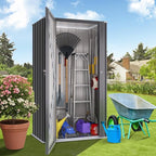 Greesum 55'' Metal Storage Shed, 22 Cuft Storaged Cabinet with Lockable Door, Vertical Tool Organization Cabinets Without Shelves, for Home, Backyard, Patio, Garage, Lawn, Black