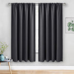 JIUZHEN Blackout Curtains for Bedroom - Thermal Insulated Room Darkening Noise Reducing, 52 x 63 Inch Length Curtains for Living Room, Set of 2 Panels with Tiebacks, Dark Grey