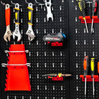 Goplus Garage Pegboard Tool Organizer, 4ft Metal Pegboard Wall Organizer w/3 Pegboards, Drill Bit Rack, Wrench Rack, Hooks Accessories, Wall-Mounted Tool Storage Peg Board for Workshop, Black
