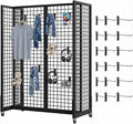 4Pcs Grid Gondola Unit, 2'x 5' Grid Wall Panels with Sturdy Frames, Gridwall Display Stand with Wheels, Craft Show Gridwall Display Rack for Craft Fair Display, Art Show Display, Retail Stores