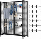4Pcs Grid Gondola Unit, 2'x 5' Grid Wall Panels with Sturdy Frames, Gridwall Display Stand with Wheels, Craft Show Gridwall Display Rack for Craft Fair Display, Art Show Display, Retail Stores