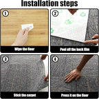 24 * 24in Self-Adhesive Carpet Tiles, Peel and Stick Floor Squares for Home Office, Removable Decorative Rug Mat, Easy Install, Sound Absorbing (10Pcs Light Grey)