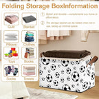 Black Soccer Football Storage Bins with Handles, Collapsible Storage for Clothes, Gift Basket, Blankets & Closet Organization