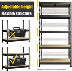 PrimeZone Storage Shelves 4 Packs 5 Tier Adjustable Garage Storage Shelving, Heavy Duty Metal Storage Utility Rack Shelf Unit for Warehouse Pantry Closet Kitchen, 35.5" x 15.75" x 71", Black