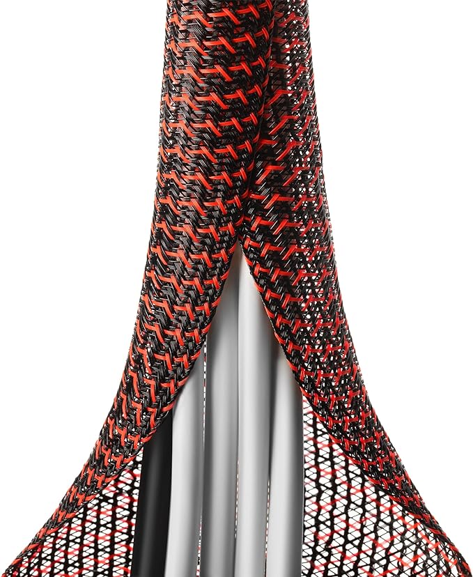ZhiYo 6.6ft - 4/5 inch Cable Sleeve, Cord Wrap Wire Protector Tubing for Pets, PC Cable Wrap, Computer Cable Management Sleeve - Black - Red
