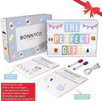 BONNYCO Blue Cinema Light Box with 400 Letters, Emojis and 2 Markers. Led Light Box Boy Bedroom Decor, Baby Shower. Cinema Led Sign Letters Board Gifts for Boys, Children for Birthdays Christmas