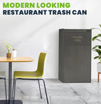 Alpine Industries Restaurant Trash Can Cabinet - Commercial Trash Can 40 Gallon, Garbage Receptacle Indoor with Tray Holder for Restaurants, Cafeterias (Espresso Black)
