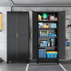 Black Pantry Storage Cabinet,71" Kitchen Pantry with Doors and 4 Adjustable Shelves, Metal Storage Cabinet, for Office, Home, Garage, School