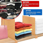 6 Pack Shelf Dividers for Closet Organization Vertical Purse Organizer for Closet Perfect for Sweater, Shirts, Handbags in Bedroom and Kitchen, Adjustable Acrylic Bookshelf for Organization (Natural)