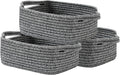 KALLAX Small Woven Basket, 12 x 8 x 4.5 Inches, Small Storage Baskets for Organizing, Gift Baskets Empty, Cute Rope Shelf Closet Storage Bins for Shelves, Dog Toy Basket, Mixed Black