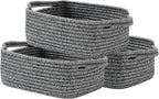 KALLAX Small Woven Basket, 12 x 8 x 4.5 Inches, Small Storage Baskets for Organizing, Gift Baskets Empty, Cute Rope Shelf Closet Storage Bins for Shelves, Dog Toy Basket, Mixed Black