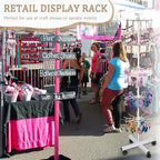 5-Tier Metal Spinning Display Stand Rack with Wheels, Keychain Jewelry Stocking Hat Display Stand, White