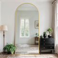 Full Length Mirror, 76" x 34" Arched Full Body Mirror Large Standing Floor Mirrors, Mirrors for Bedroom, Bathroom, Living Room Standing or Wall Leaning, Gold