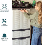 Sunnydaze Plastic Garage Storage Cabinet with 2 Adjustable Shelves - 57" H - Garage, Office, Home, Laundry Room - Gray