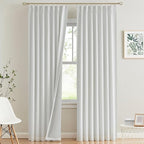 Vision Home White Pinch Pleated Full Blackout Curtains Thermal Insulated Window Curtains 63 inch for Living Room Bedroom Room Darkening Pinch Pleat Drapes with Hooks Back Tab 2 Panel 40" Wx63 L
