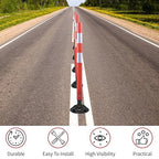 8 Pack Traffic Delineator Posts – High Visibility Reflective Safety Cones with Spring Base for Roadway, Parking, Garage, Construction Zones (Orange, 36 Inch)