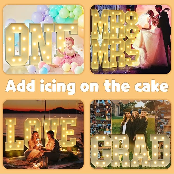 imprsv 3FT Block Marquee Letters Light Up Letters for Birthday Baby Shower Party Backdrop Decor, Large Light Up U for Wedding Decorations Engagement Party Decorations