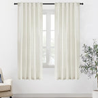 XTMYI 72 Inch Long Linen Curtains for Living Room,Sheer Semi Privacy Back Tab Hooks Pleated Light Filtering Sidelight French Door Curtain Drapes 72 Inch Length 2 Panels Set,Cream Ivory